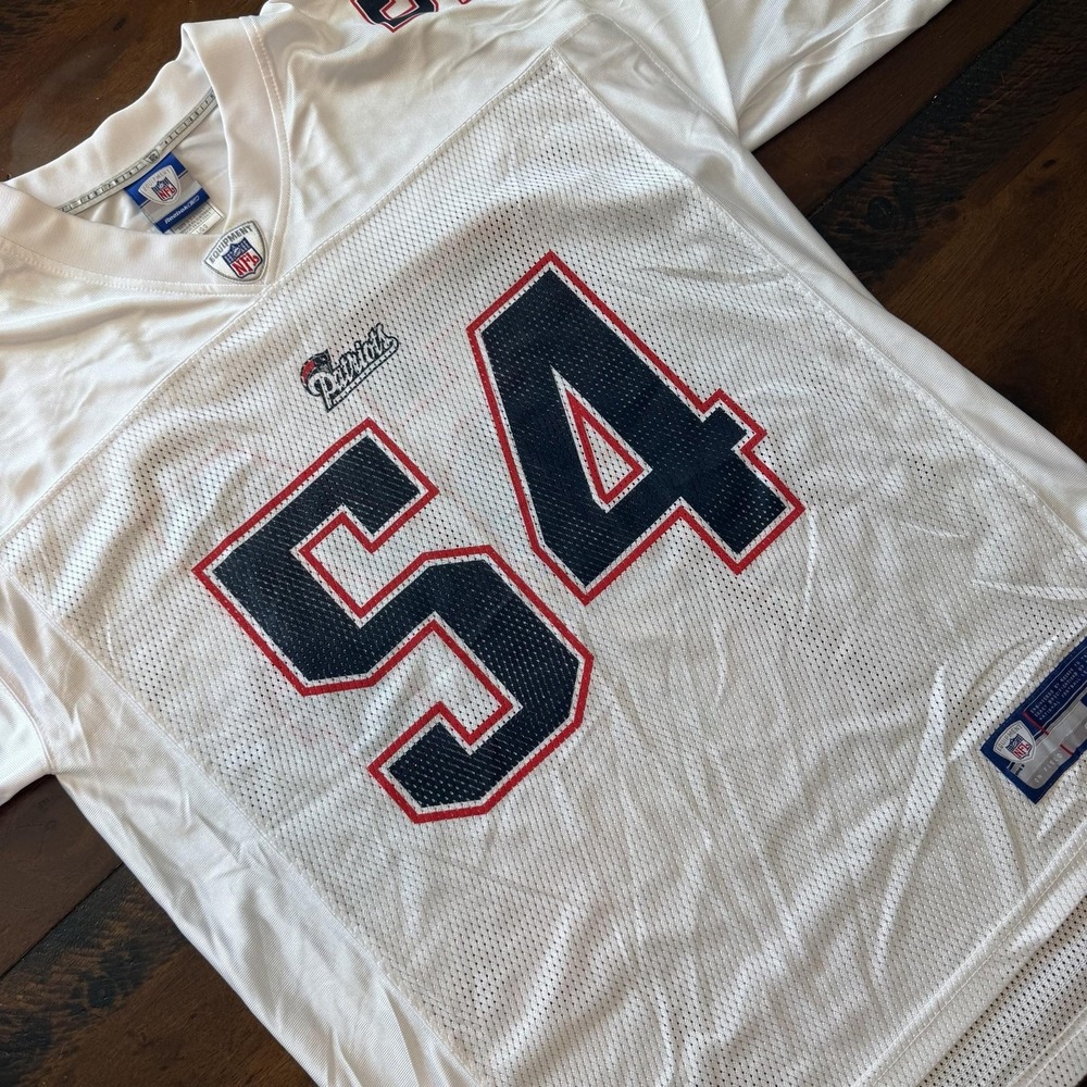 New England Patriots Tedy Bruschi 54 Reebok NFL Jersey Mens Large White 7009A 04
